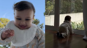 Helena caminha pela casa com a ajuda da mãe neste domingo, 25 - Foto: Reprodução / Instagram