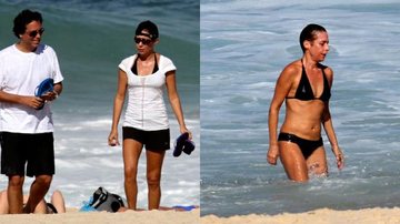 Andréa Beltrão e Maurício Farias na praia - Wallace Barbosa/AgNews