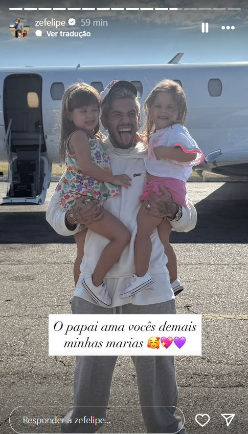 Zé Felipe é surpreendido pelas filhas ao voltar para casa - Foto: Reprodução/Instagram